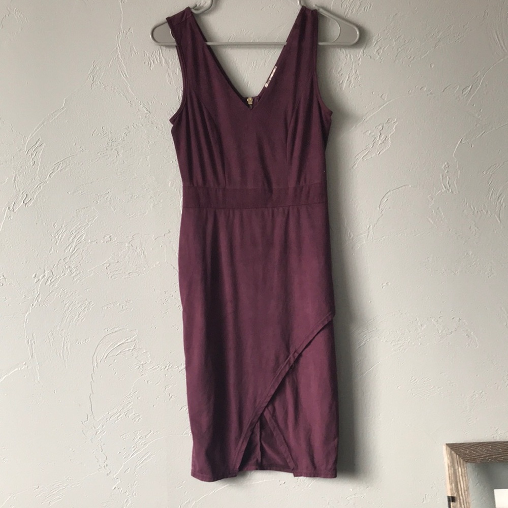 Purple Slit Midi Dress